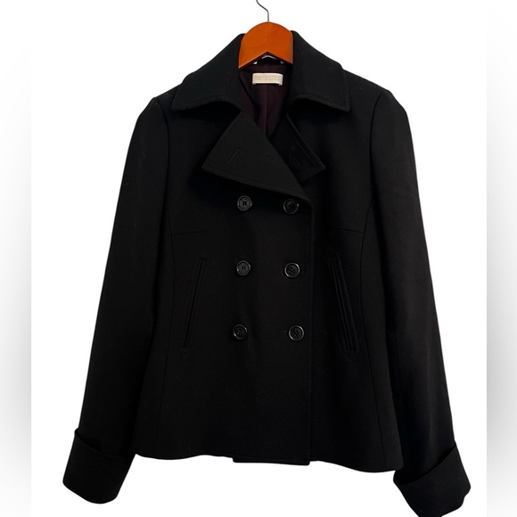 St Emile Black Wool Blend Pea Coat Size 6 - Picture 1 of 8